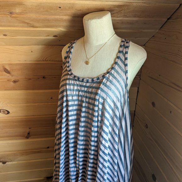 FP Beach Pink Blue Striped Cutout Back Detail Tunic - Picture 1 of 11